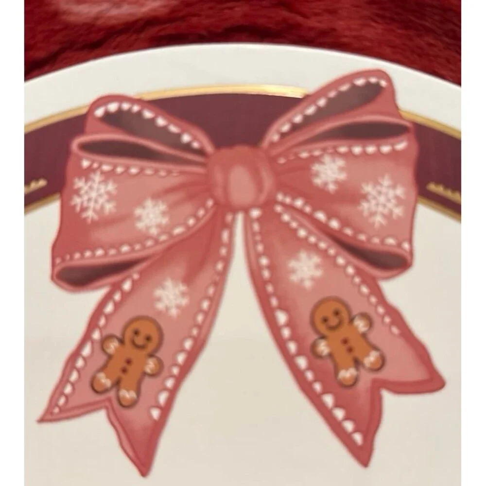 New Christmas Pink Bow Gingerbread  Blanket